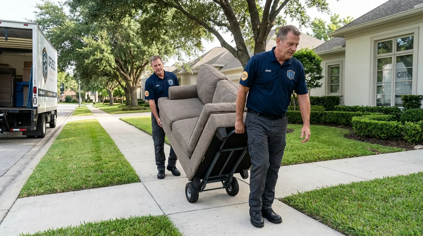 Local residential moving crew loading furniture in New Matamoras, OH