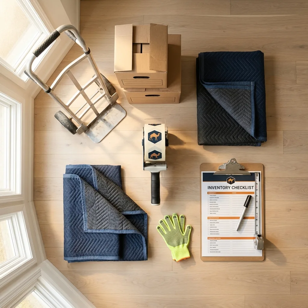 Professional moving supplies and packing materials layout for New Matamoras residential relocations
